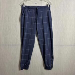 Albion Women's Size Small Blue Grid Nylon Jetsetter Jogger Pants Ankle Zip